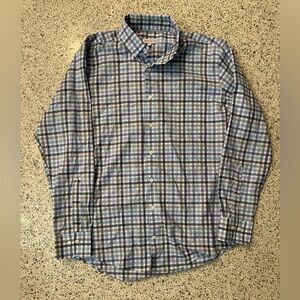 Peter Millar Blue & White Plaid Button‑Down Shirt, Long Sleeve, Men’s L